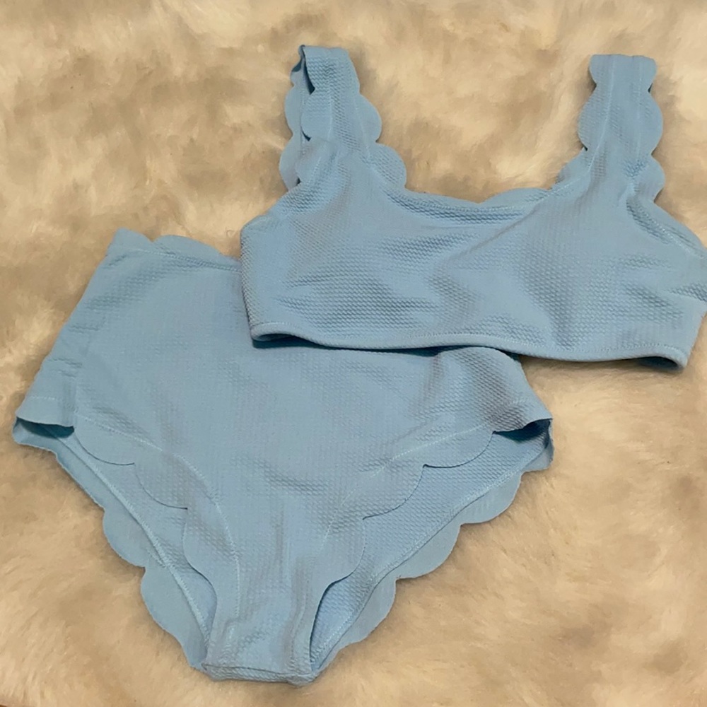 Zaful blue scallop bathing suit